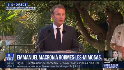 Emmanuel Macron s'exprime à l'occasion de la commémoration de la libération de Bormes-les-Mimosas