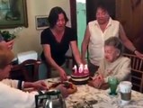 Louise Bonito gave her family an adorable surprise while blowing out the candles during a celebration for her 102nd birthday.Credit: Rumble On