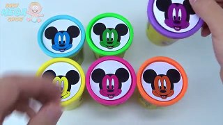 Play Doh Clay CUPS Surprise Toys Mickey Mouse Donald Duck Colours in English for Kids