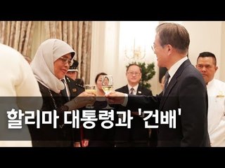문 대통령, 싱가포르 국빈만찬 참석 (할리마 야콥 대통령, 문재인 대통령 건배사) / 연합뉴스 (Yonhapnews)