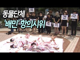 "'치믈리에'는 동물 죽음 희화화"…동물단체 '배민' 항의시위 / 연합뉴스 (Yonhapnews)