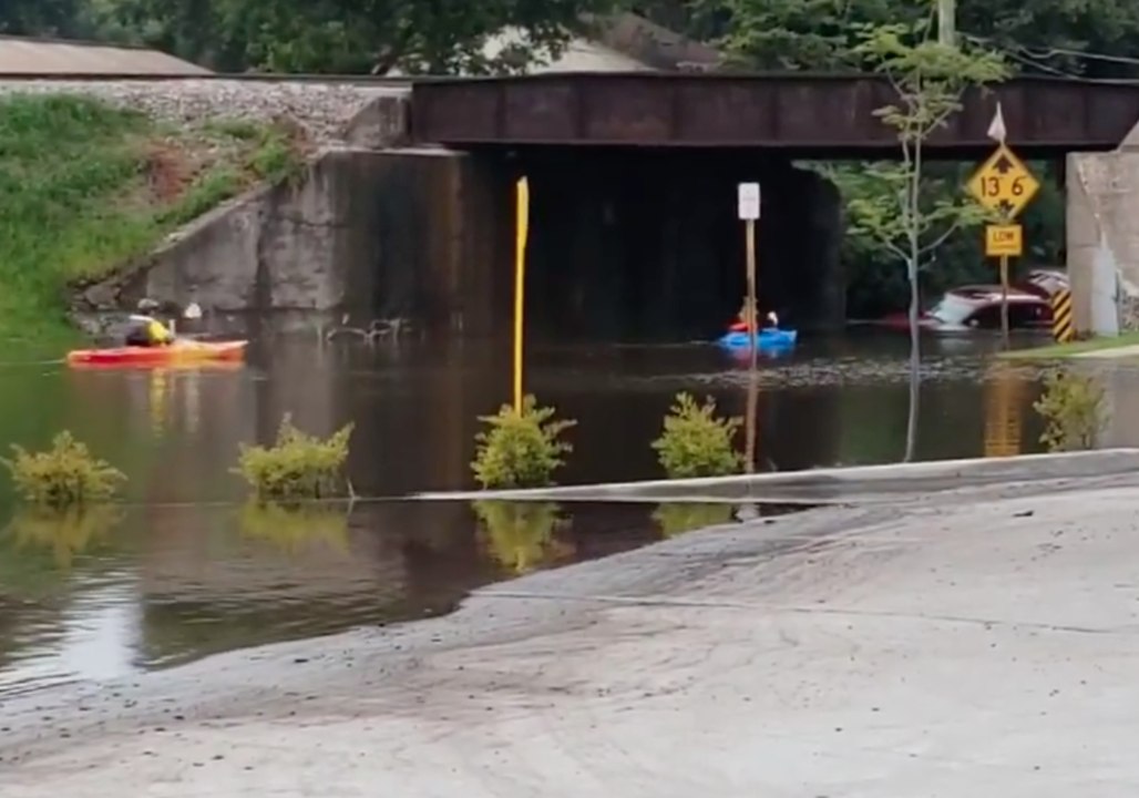 Floodwaters Submerge Roads in Watertown, Wisconsin