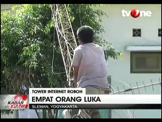 Tower Internet Roboh Timpa Kantor Camat, 4 Orang Luka-luka