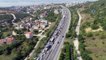 TEM Otoyolu Kocaeli güzergahında trafik havadan görüntülendi