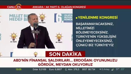 Başkan Erdoğan AK Parti 6. Olağan Büyük Kongresi'nde konuşuyor