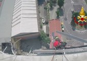 Helmet Cam Captures View of Emergency Crew Working on Genoa Bridge