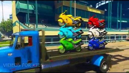 Colors Motorbike (Motorcycle) and Cars for Kids Spiderman Cartoon Learn Numbers & Colors f