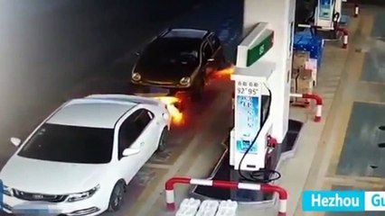 A Car Firing in gas station