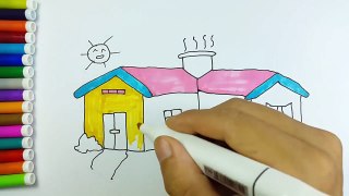 Learning Colors for Kids with 3D House Courtyard Coloring Pages