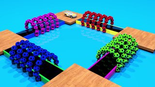 Swimming Pool Colorful Soccer Ball Rings & Lightning Mcqueen Toddler Learning Video For Ki