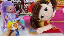 Baby doll Hamburger shop and Play Doh cooking toys pororo play 아기인형 햄버거 가게 플레이도우 요리놀이 뽀로로