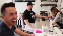 Men Try Fake Nails Gel Nails Applied by Professionals