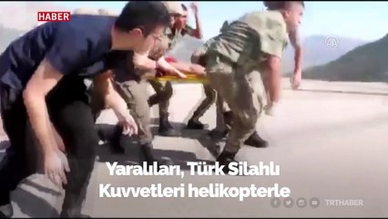 Kazada yaralanan sivilleri hastaneye TSK taşıdı