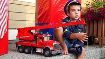 Big Toy Trucks Surprise Unboxing by Police Bruder Garbage Trucks, Fire Engine, and Crane
