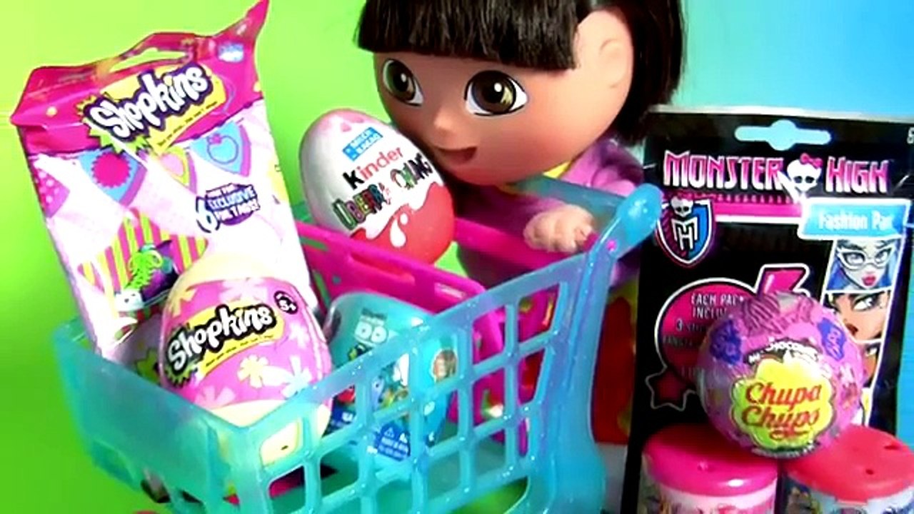 SURPRISE EGGS Dora the Explorer Kinder Shopkins Egg 5 Mashems Fashems Disney Princess Chup