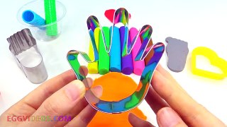 Learn Colors with Play Doh Modelling Clay Hand Footprints Heart Molds Fun & Creative for K
