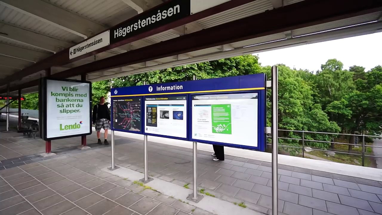 Sweden, Stockholm, Hägerstensåsen Subway Station, U Bahn, escalator and SMW elevator ride