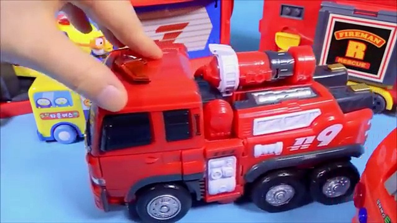 Robocar Poli Super Wings station Roy fire car toys with Tayo Pororo