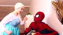 Evil Queen vs. Spiderman & Frozen Elsa! Elsa gets Gummy Joker's tongue! It is fun of superheroes in real life