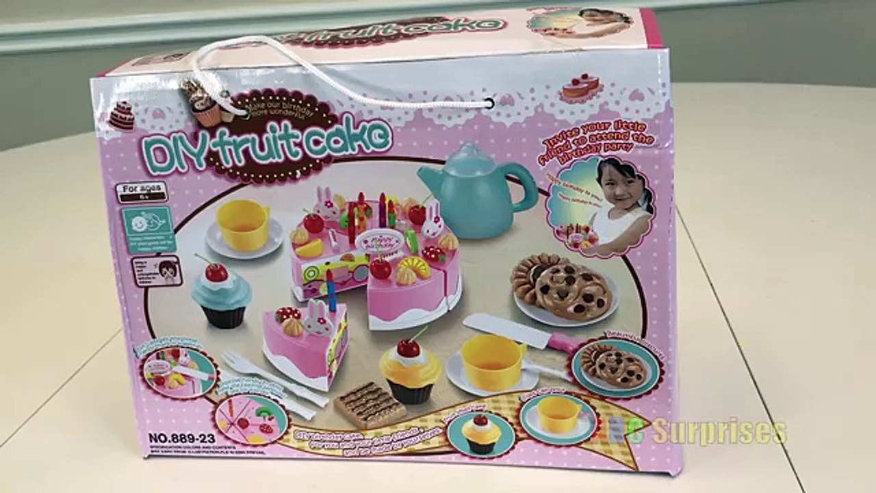 Learn to Count With Toy Birthday Sponge Fruit Cake And Velcro Foods Playset Toys for Kids