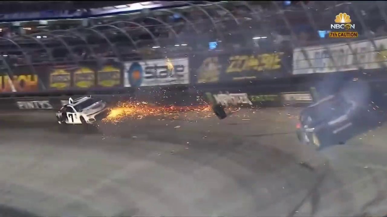 NASCAR Monster Cup Series  2018 Bristol  Busch Truex Jr Huge Crash