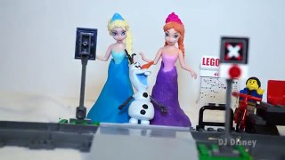 Frozen Elsa Anna Ride the Lego High Speed Passenger Train & Play Doh Dresses Toy Review