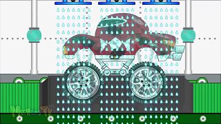 Power Ranger Monster Trucks For Kids And Taxi Truck Get Clean In Car Wash Kids Video