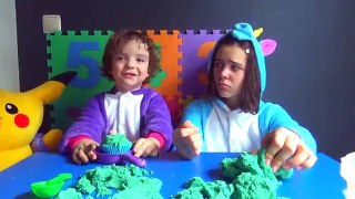 Makar plays with KINETIC SAND ICE CREAM & colorful noses