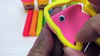 Learn Colors Play Doh Modelling Clay Fish Molds Fun & Creative for Kids Kinder Eggs Surpri