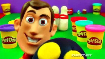 Play Doh Ten pin Bowling Woody VS Thomas! Surprise Eggs Disney Cars 2 Frozen Shopkins Toys