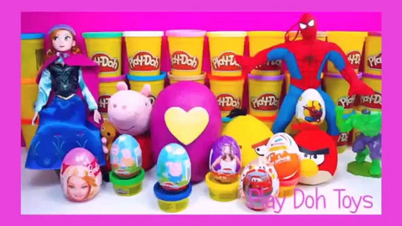 play doh frozen kinder surprise eggs peppa pig barbie angry birds toys surprise