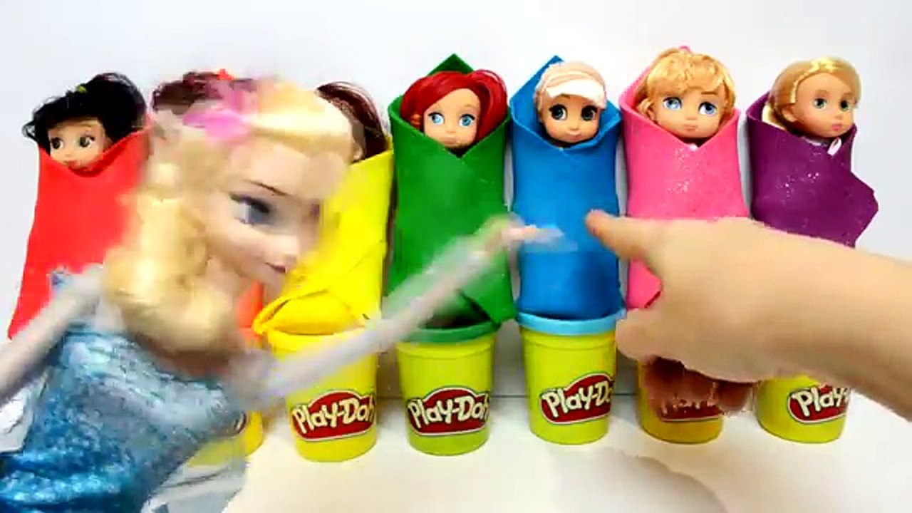 Play Doh For Kids : Play With Disney Princess Babies Frozen Elsa & Anna, Belle, Rapunzel,