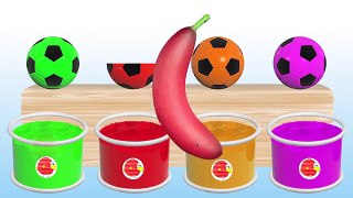 Learn Colors for Kids with Soccer Balls Baby Banana Pool Learning Video for Children Babie