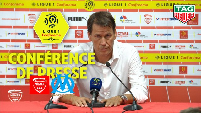 Conférence de presse Nîmes Olympique - Olympique de Marseille (3-1) : Bernard BLAQUART (NIMES) - Rudi GARCIA (OM) - 2018/2019