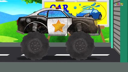 Police Monster Truck | Car Wash Video for Kids & Toddlers