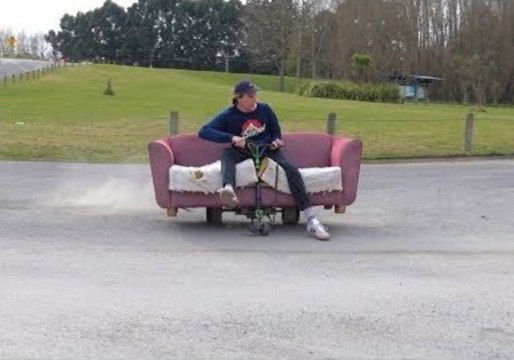 Man Invents 'Motorized Drift Couch'