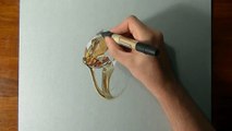 Drawing a realistic Yellow Topaz Gold Ring