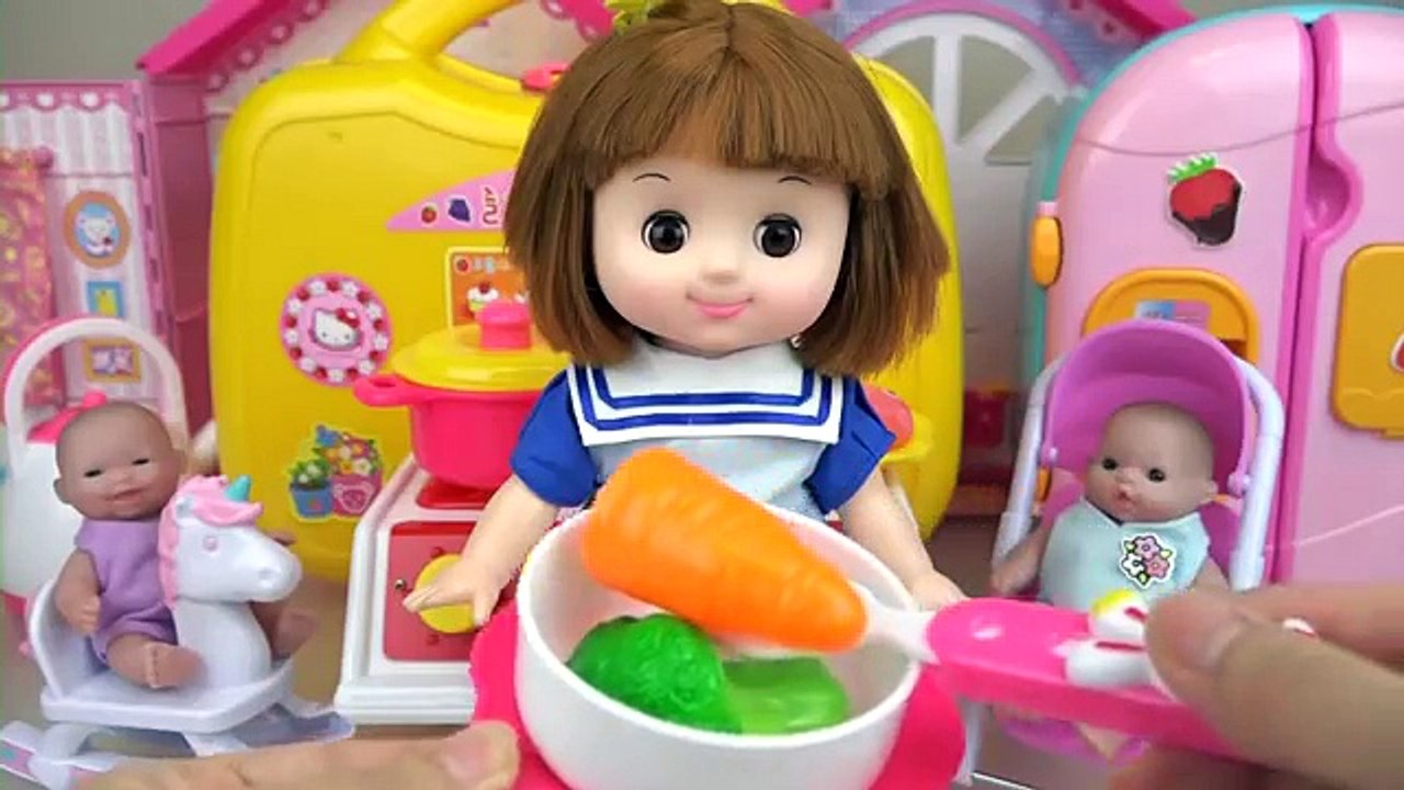 Baby doll Kitchen toys and cooking food toys baby Doli play
