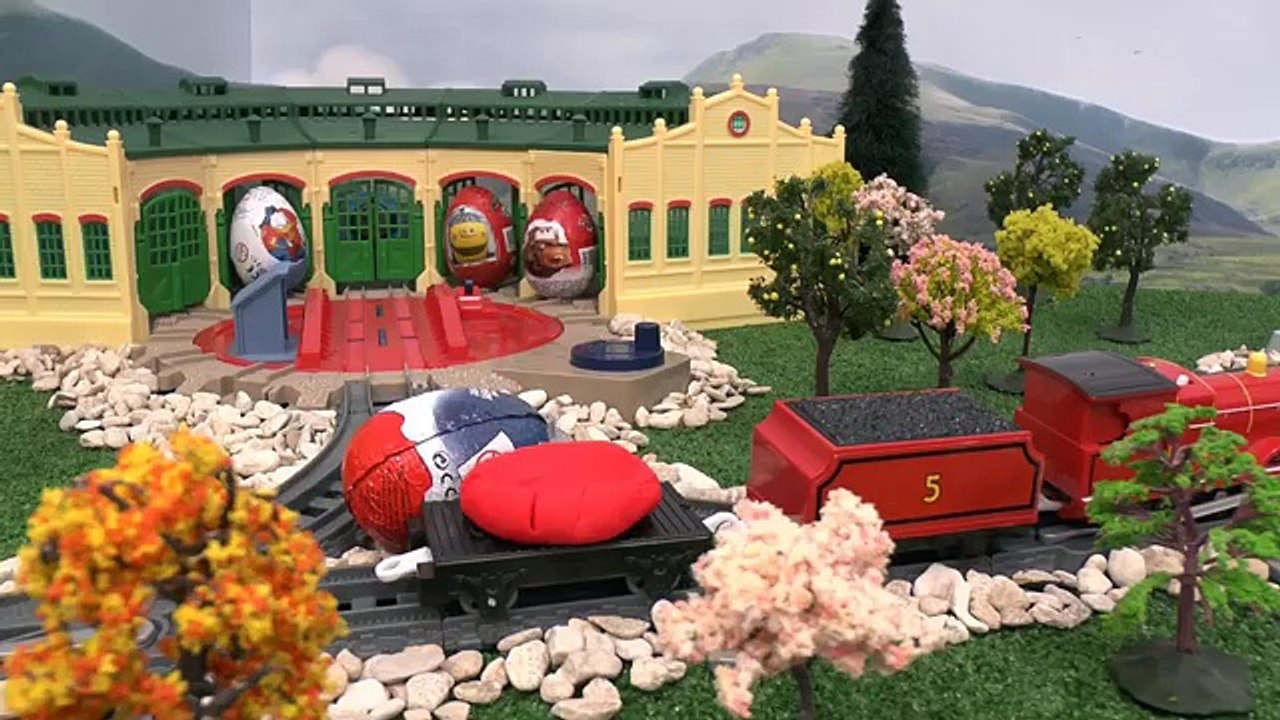 Thomas And Friends Surprise Eggs In The Sheds Pocoyo Play Doh Kinder Avengers Disney Cars