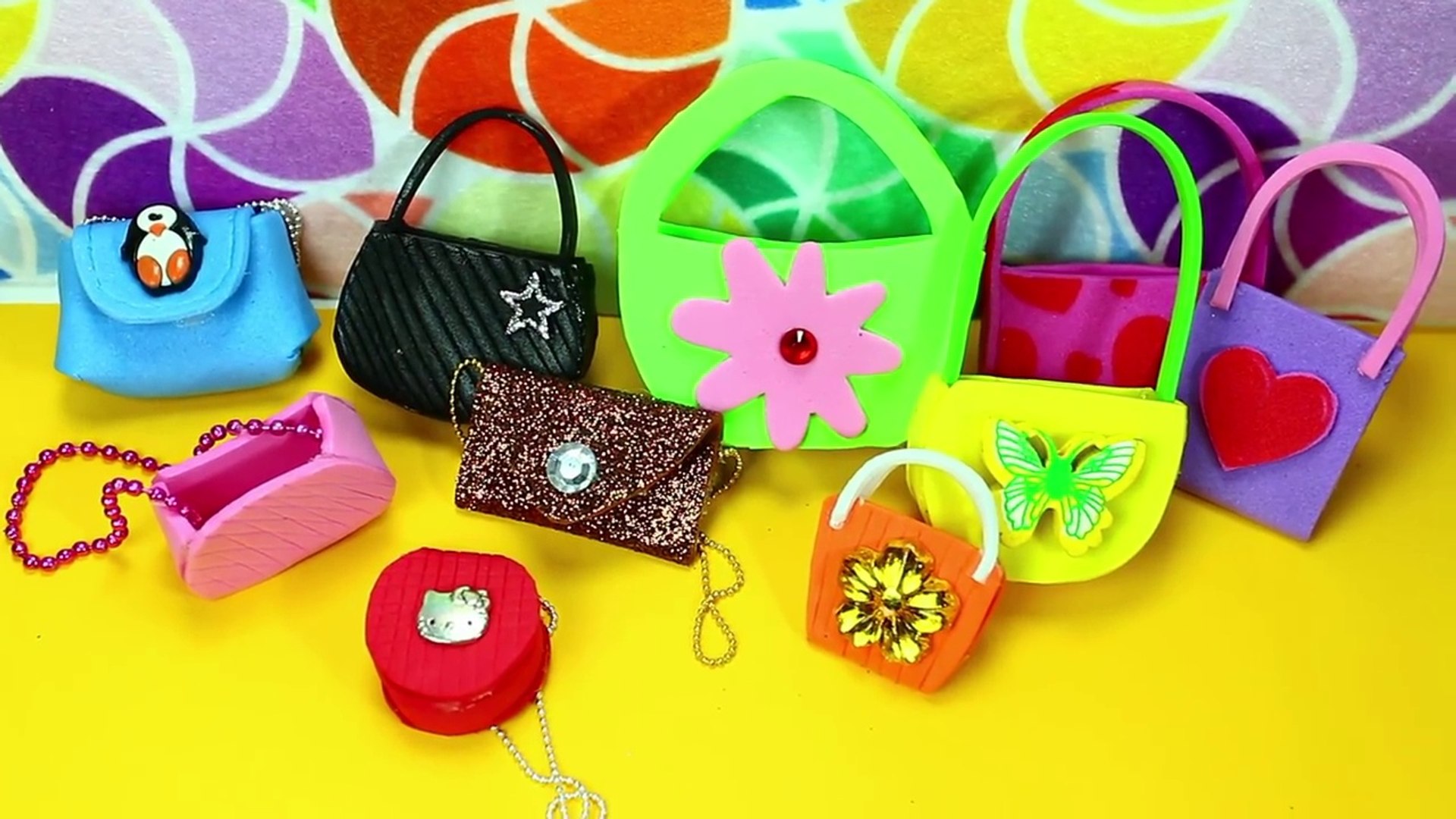 DIY how to make a miniature Barbie doll designer purse/ bag 