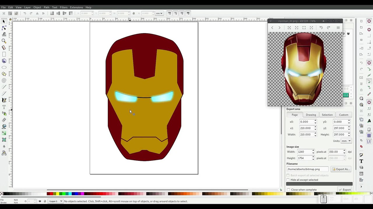 Inkscape: Máscara de Ironman 5