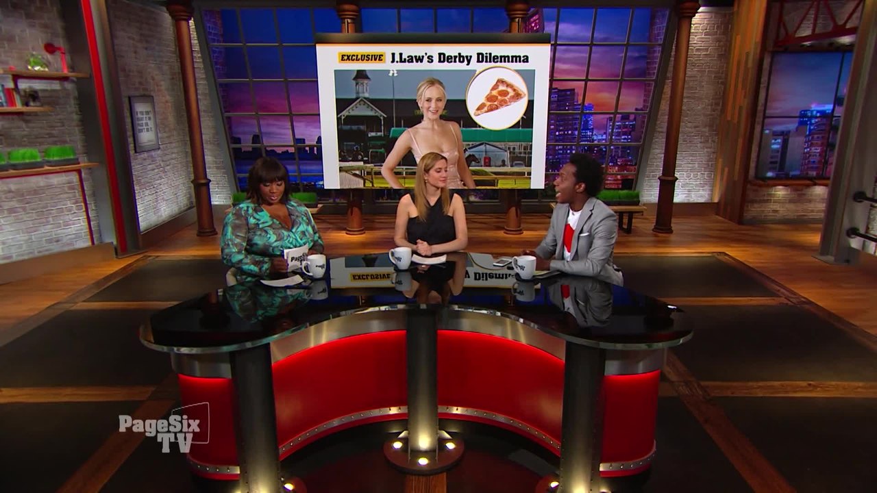 EXCLUSIVE: #JenniferLawrence had a fashion emergency at a #KentuckyDerby pre-party! Her @DolceGabbana dress arrived with a pizza stain! #PageSixTV's got the scoop on the sloppy slice!