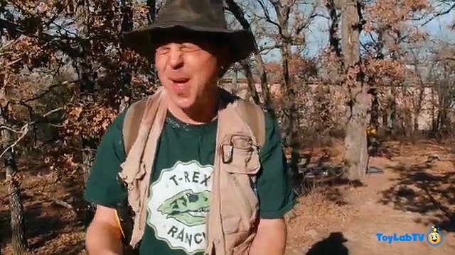 Giant T Rex Dinosaur Chases Park Ranger Who Rescues Dino Eggs with Nerf Toys