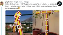 Cruces y lazos Pig en la casa de Puigdemont de Waterloo