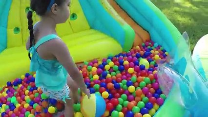 Huge Surprise Eggs Hunt on Giant Inflatable Water Slide | Hailey Finds the Golden Surprise