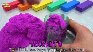 Five Little Monkeys | Learn Colors with Rainbow Kinetic Sand Heart Cake Nursery Rhymes for