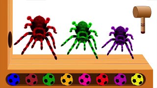 Learn Colors Spider Finger Family Nursery Rhymes Song | Colorful Soccer Balls Wooden Toys