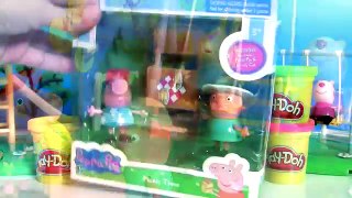 Its Picnic Time with Peppa Pig and Candy Cat in the Playground Park making Play Doh Sandwi