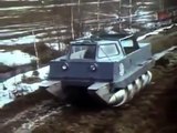 Russian ALL TERRAIN military vehicle drives on snow swamp mud water and land better than 4