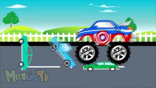 Captain America Truck Monster Trucks For Chlidren Mega Kids Tv
